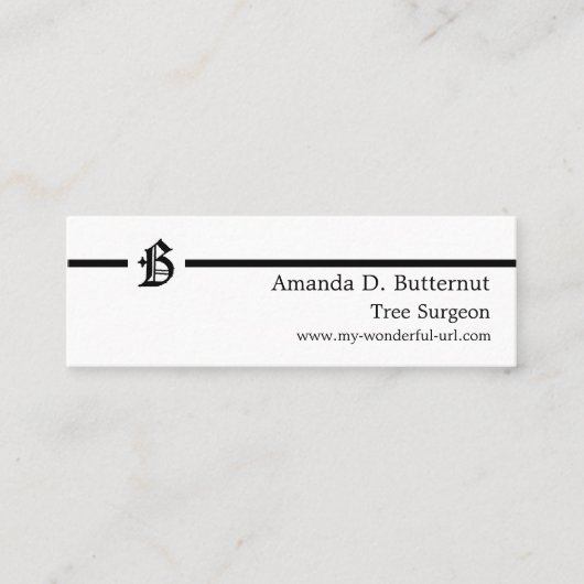 Gothic Letter "B" Classic English Initiaal Mini Visitekaartje (Voorkant)