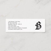 Gothic Letter "B" Classic English Initiaal Mini Visitekaartje (Achterkant)
