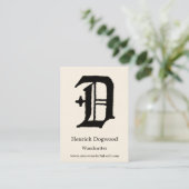 Gothic Letter "D" Classic English Initiaal Visitekaartje (Staand voorkant)