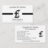 Gothic Letter "E" Classic English Initiaal Visitekaartje (Voorkant / Achterkant)