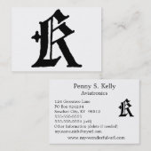 Gothic Letter "K" Classic English Initiaal Visitekaartje (Voorkant / Achterkant)