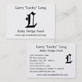 Gothic Letter "L" Classic English Initiaal Visitekaartje (Voorkant / Achterkant)