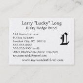 Gothic Letter "L" Classic English Initiaal Visitekaartje (Achterkant)