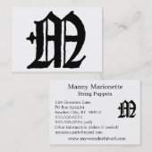 Gothic Letter "M" Classic English Initiaal Visitekaartje (Voorkant / Achterkant)