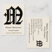 Gothic Letter "M" Classic English Initiaal Visitekaartje (Voorkant / Achterkant)