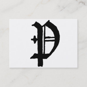 Gothic Letter "P" Classic English Initiaal Visitekaartje