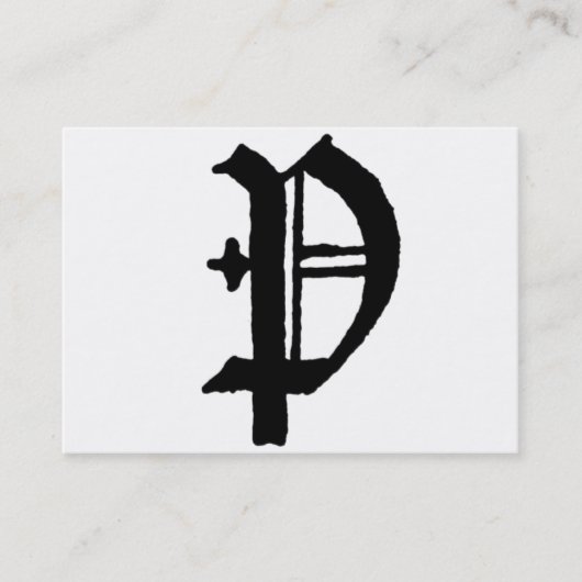 Gothic Letter "P" Classic English Initiaal Visitekaartje (Voorkant)