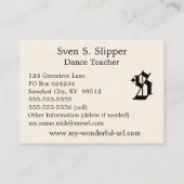 Gothic Letter "S" Classic English Initiaal Visitekaartje (Achterkant)