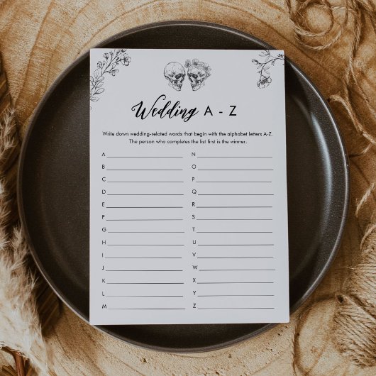 GOTHIC LIEFDE Bruiloft A-Z Vrijgezellenfeest Spel Kaart