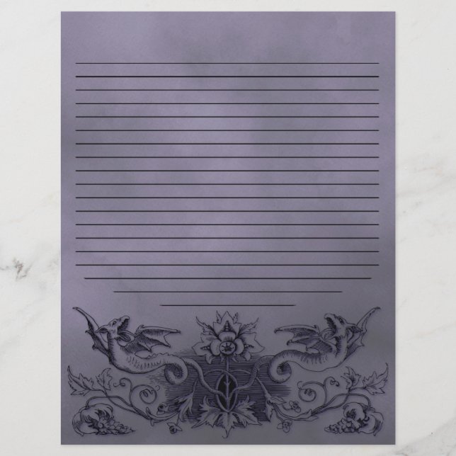 Gothic Light Paars Dragon Alchemy Spell Page (Voorkant)