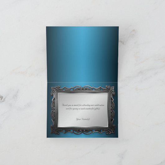 Gothic Lijst Grey Blue Bedankkaart (Binnen)