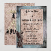 Gothic Lijst Grunge Damask Angel Halloween Party Kaart (Voorkant / Achterkant)