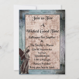 Gothic Lijst Grunge Damask Angel Halloween Party Kaart