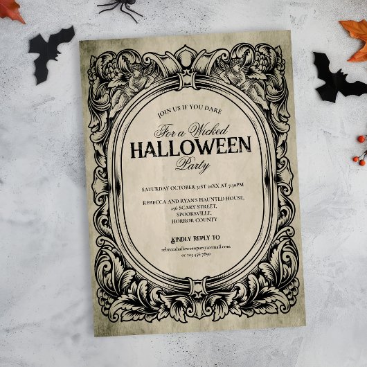 Gothic Lijst Halloween Party Invitation Kaart