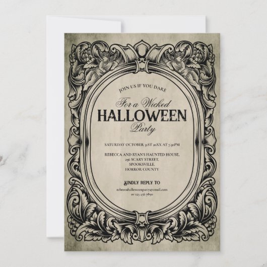 Gothic Lijst Halloween Party Invitation Kaart (Voorkant)