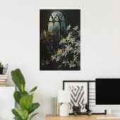 Gothic Lilies Flowers Candlelight Castle Art, Dark Poster (Thuiskantoor)