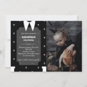 Gothic Little girl in zwart jurkje Verjaardag Foto Kaart (Voorkant)