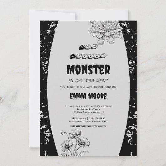 Gothic Little Monster Baby Shower Design Kaart (Voorkant)