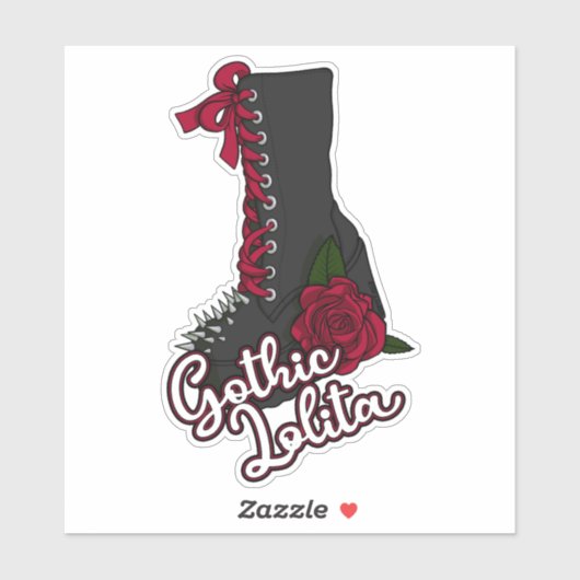 Gothic Lolita Boot Red Rose Slogan Vinyl Sticker (Vel)