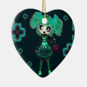 Gothic Lolita child emerald and black Keramisch Ornament (Rechts)
