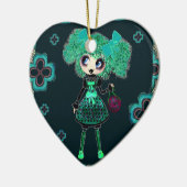 Gothic Lolita child emerald and black Keramisch Ornament (Links)