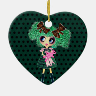 Gothic Lolita girl emerald girly giften Keramisch Ornament