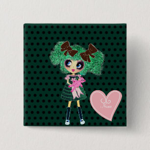 Gothic Lolita girl emerald girly giften Vierkante Button 5,1 Cm