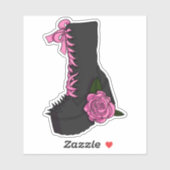 Gothic Lolita Girly Pink Rose Boot Illustratie Sticker (Vel)