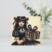 Gothic Lolita Spooky Gothic Christmas Feestdagenkaart (Staand voorkant)