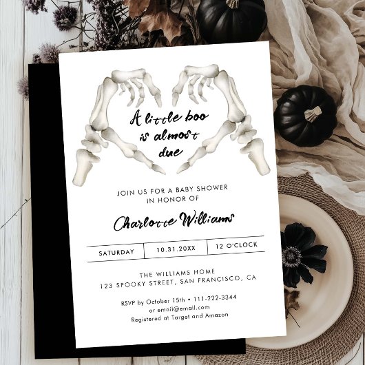 Gothic Love Heart Halloween Baby shower Invitation Kaart