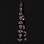 Gothic Love | Roze en zwarte Skeleten Heart Floral Stropdas