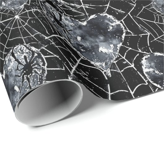 Gothic Love Spooky Spookweb met harten Cadeaupapier (Rol Hoek)