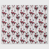 Gothic Love Spooky Spookweb met harten Cadeaupapier (Vlak)