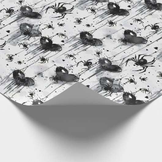 Gothic Love Spooky Spookweb met harten Cadeaupapier (Hoek)