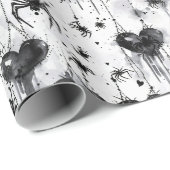 Gothic Love Spooky Spookweb met harten Cadeaupapier (Rol Hoek)