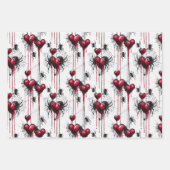 Gothic Love Spooky Spookweb met harten Inpakpapier Vel (Voorkant 2)