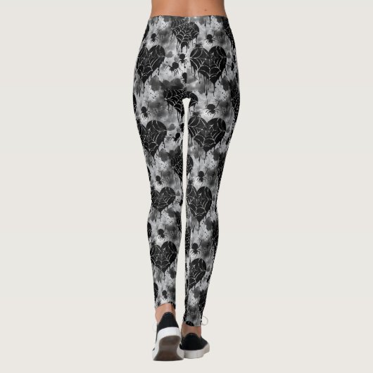 Gothic Love Spooky Spookweb met harten Leggings (Achterkant)