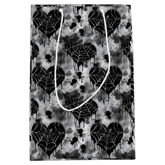 Gothic Love Spooky Spookweb met harten Medium Cadeauzakje (Voorkant)