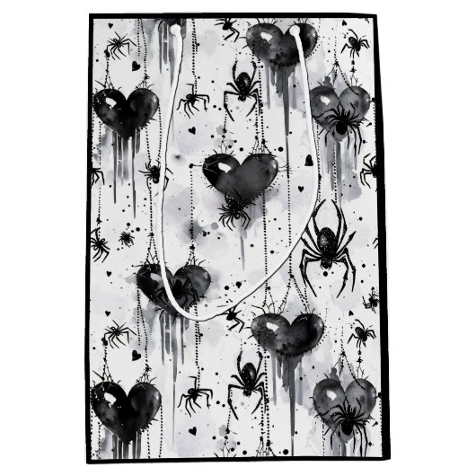 Gothic Love Spooky Spookweb met harten Medium Cadeauzakje (Voorkant)