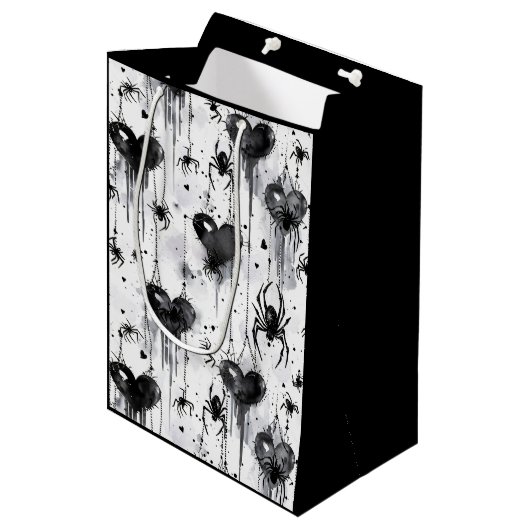 Gothic Love Spooky Spookweb met harten Medium Cadeauzakje (Voorkant Gekanteld)