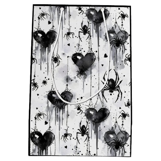 Gothic Love Spooky Spookweb met harten Medium Cadeauzakje (Achterkant)
