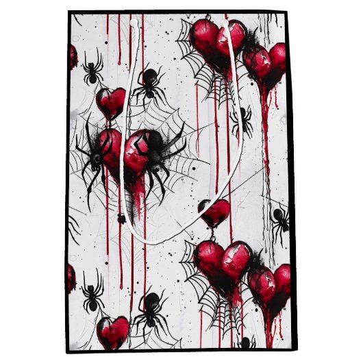 Gothic Love Spooky Spookweb met harten Medium Cadeauzakje (Voorkant)