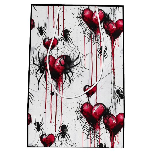 Gothic Love Spooky Spookweb met harten Medium Cadeauzakje (Achterkant)
