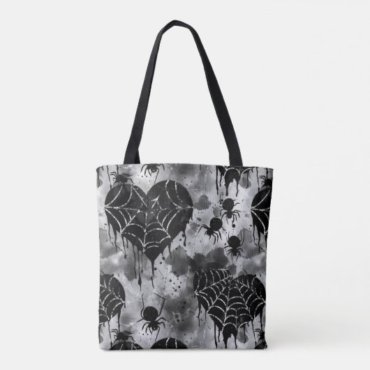 Gothic Love Spooky Spookweb met harten Tote Bag (Achterkant)