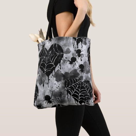 Gothic Love Spooky Spookweb met harten Tote Bag (Dichtbij)