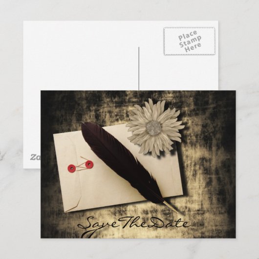 Gothic Love Steampunk Wedding Bewaar de datum Aankondigingskaart (Voorkant / Achterkant)