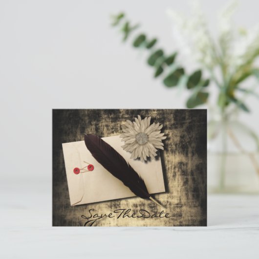 Gothic Love Steampunk Wedding Bewaar de datum Aankondigingskaart (Staand voorkant)