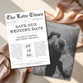 Gothic Love Times Monogram Krant Foto Bruiloft Save The Date