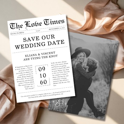 Gothic Love Times Monogram Krant Foto Bruiloft Save The Date