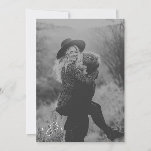 Gothic Love Times Monogram Krant Foto Bruiloft Save The Date (Achterkant)